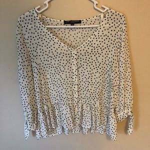 polka dot button up peplum blouse